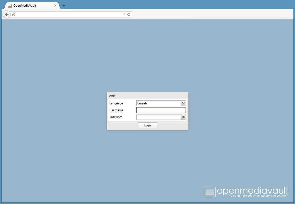 The login page of OpenMediaVault
