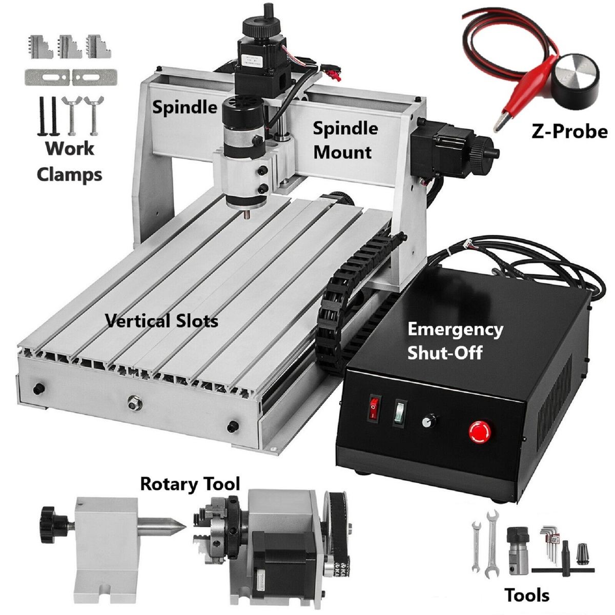 Several components used with the CNC 3040