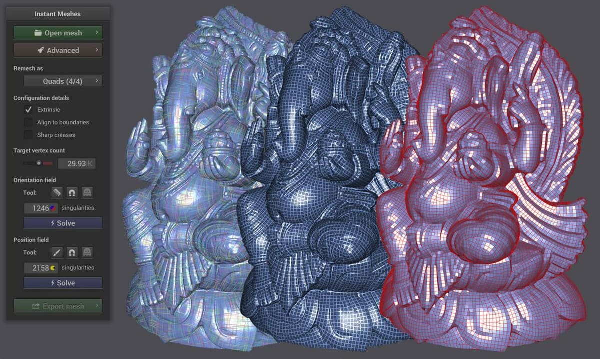 Using Instant Meshes to automatically retopologize your model