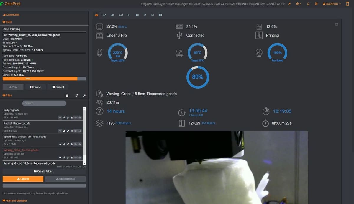 OctoPrint offers video streaming, at-a-glance information, and more!