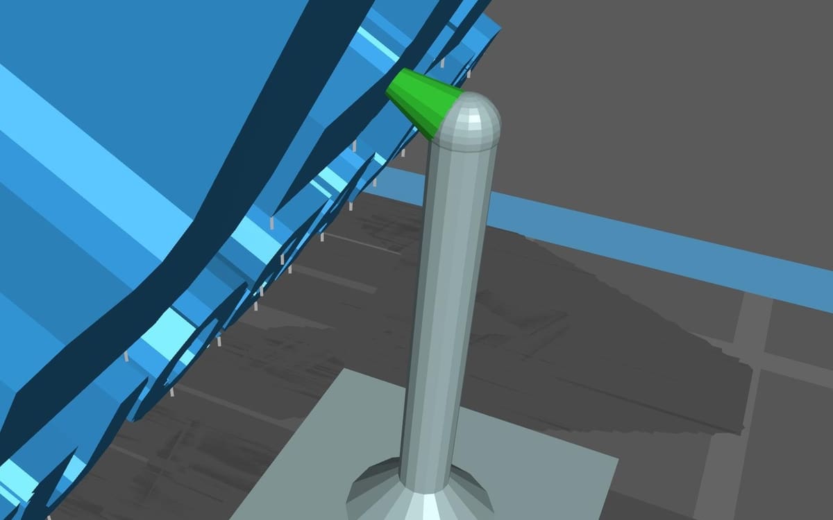 The Top support, highlighted in green, connects the support to the model