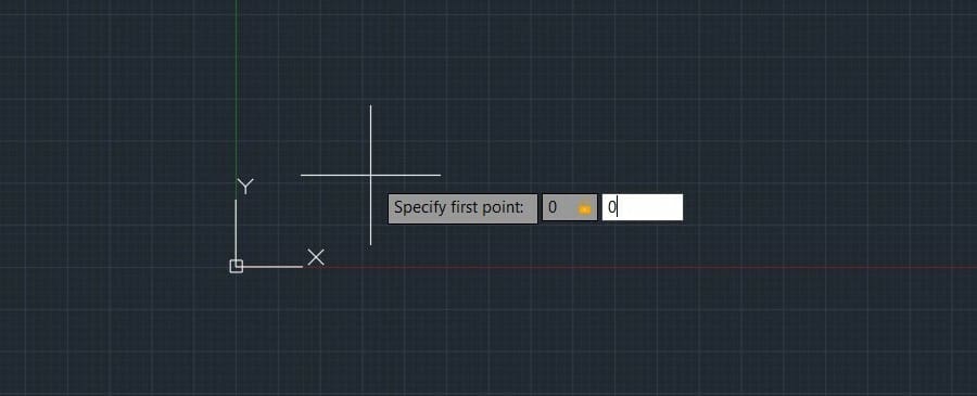 Start drawing a line by inserting the first point in a (X,Y) coordinate format
