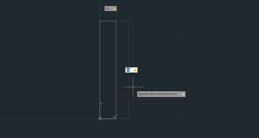 To draw a rectangle, specify two points that are diagonally opposed