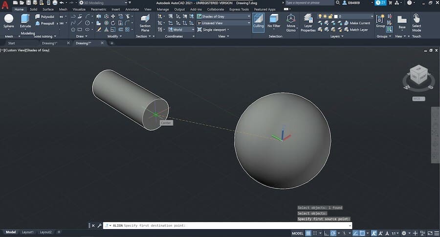 Within the Align tool, select two distinct point to make them coincident