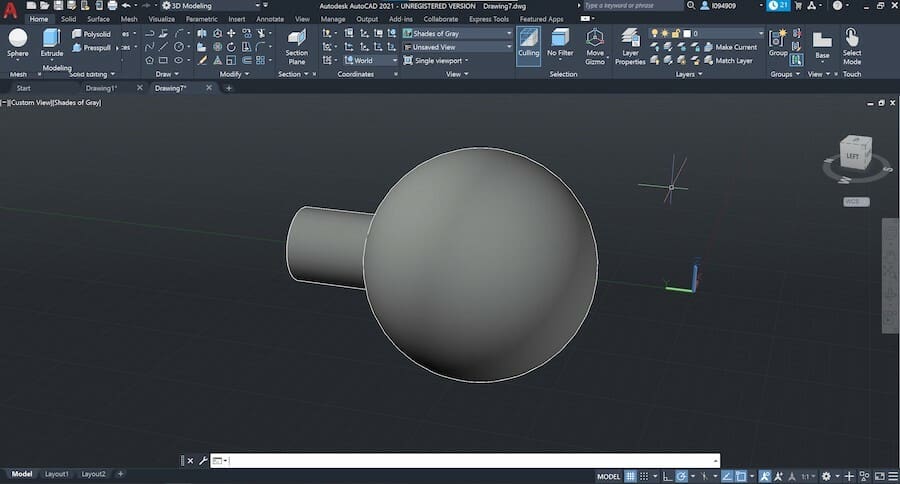 That's it! Now the center of the sphere is placed right on the cylinder's flat surface