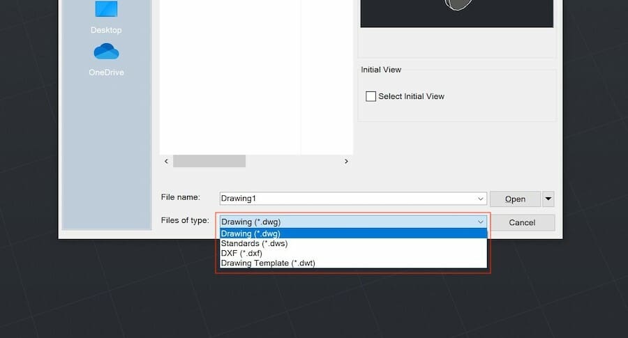 AutoCAD works with a limited amount of file formats, including DWG and DXF