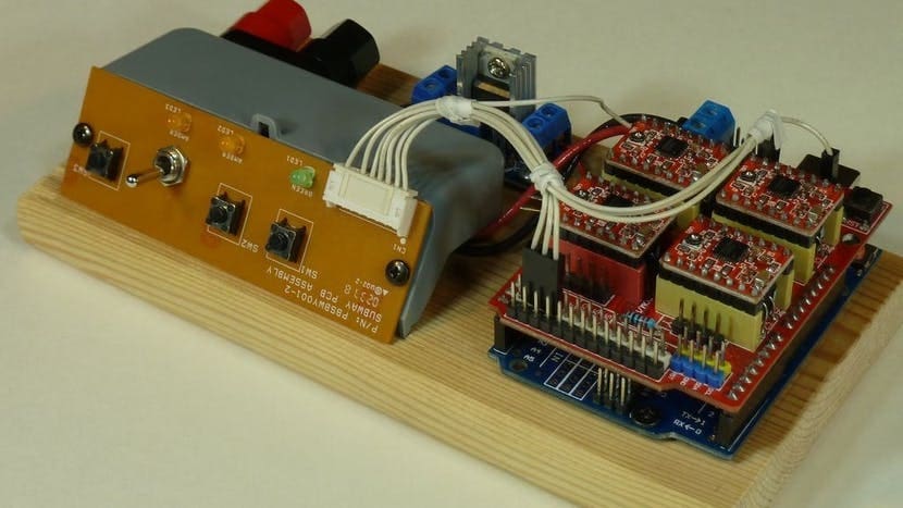 The CNC shield with Arduino can sit on your desktop and you will still have room left for other stuff