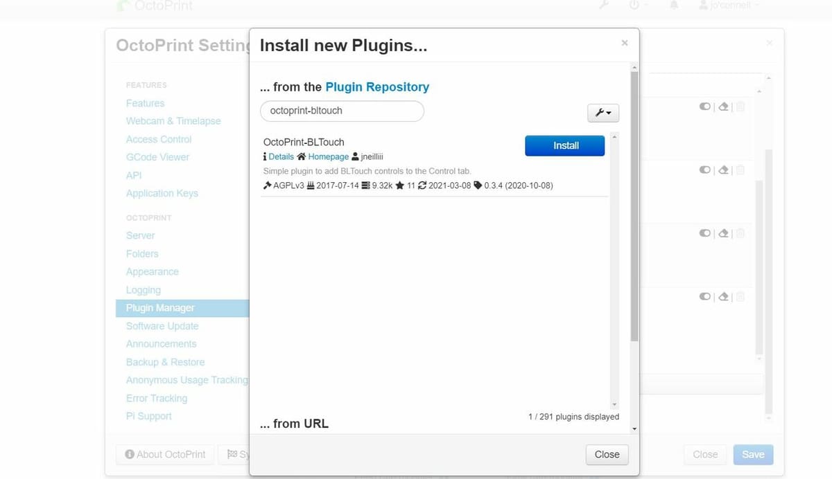 You can easily install the OctoPrint-BLTouch plug-in by going to the 