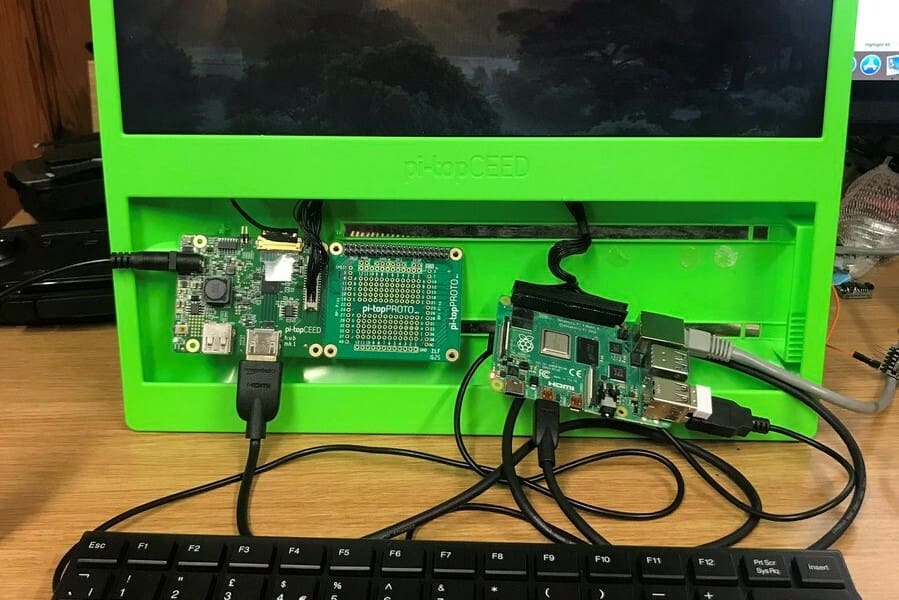 The Pi-Top CEED has an optional prototyping board that integrates with your Raspberry Pi