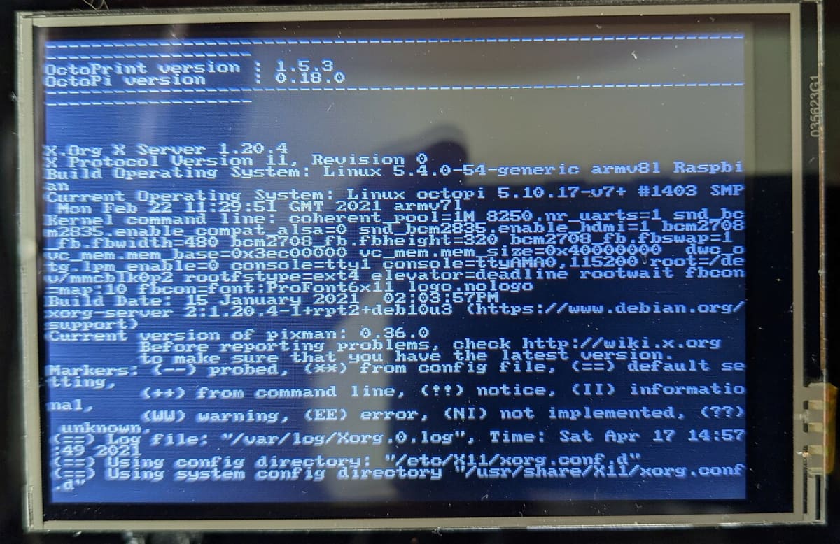 Working on configuring the screen