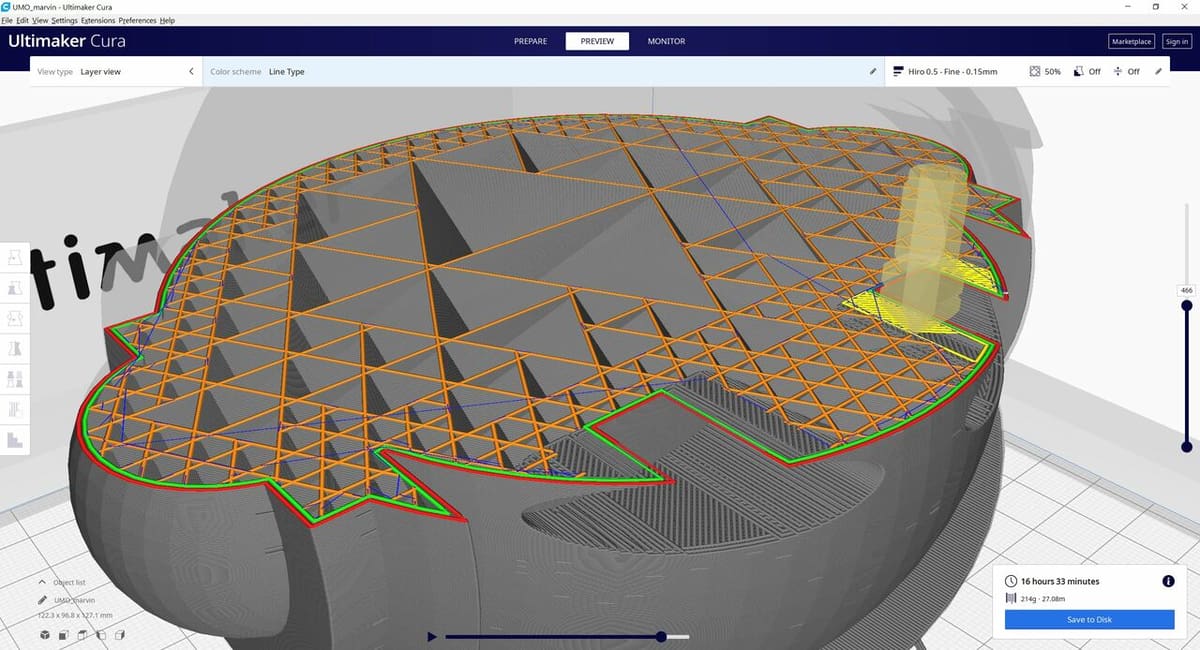 A visualization of G-Code toolpaths generated from an STL file