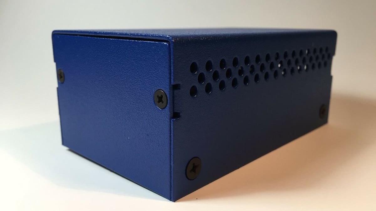 This enclosure by DuinoCases was made from 18 gauge cold rolled A366/1088 steel