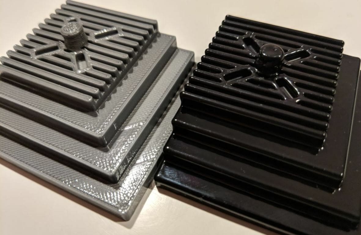 The part on the left isn't pure ABS, so acetone has less of a smoothing effect