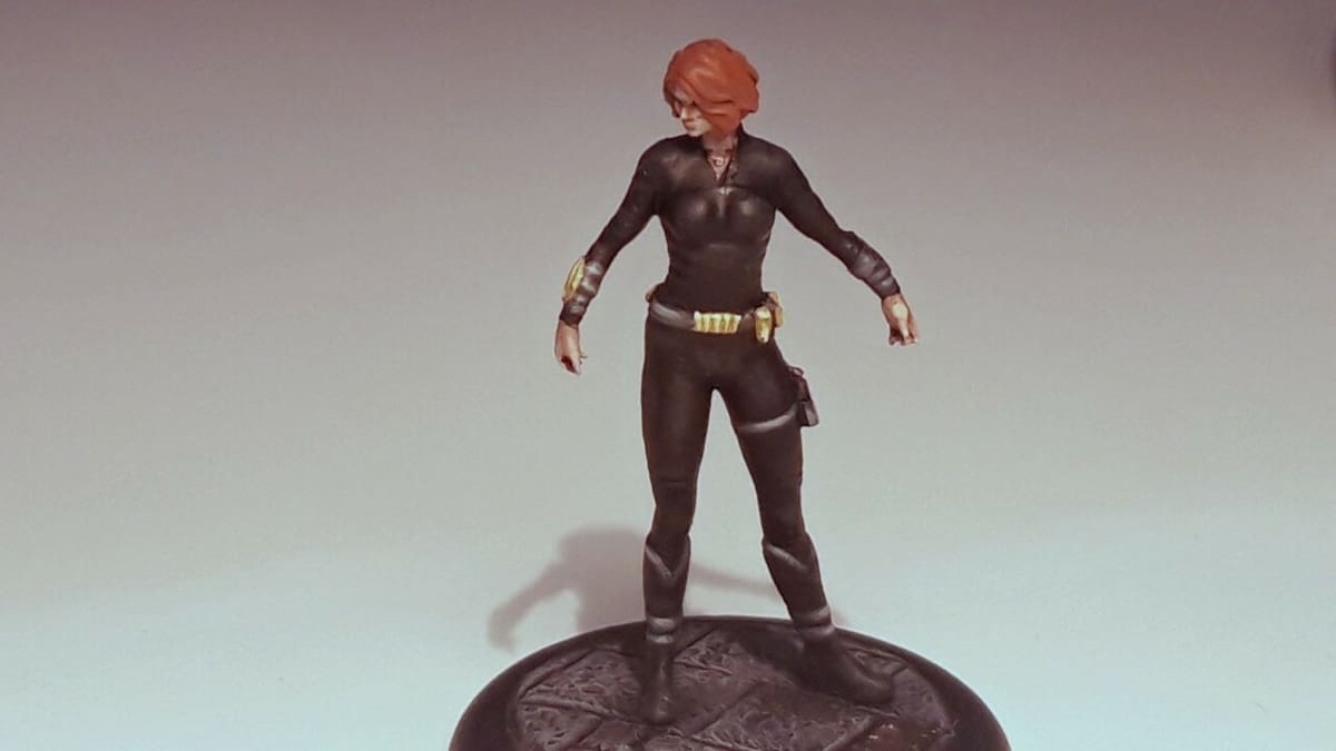 Black Widow in her iconic power stance