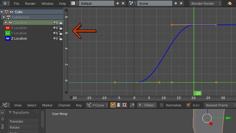 Modify transitions between keyframes in the Graph Editor