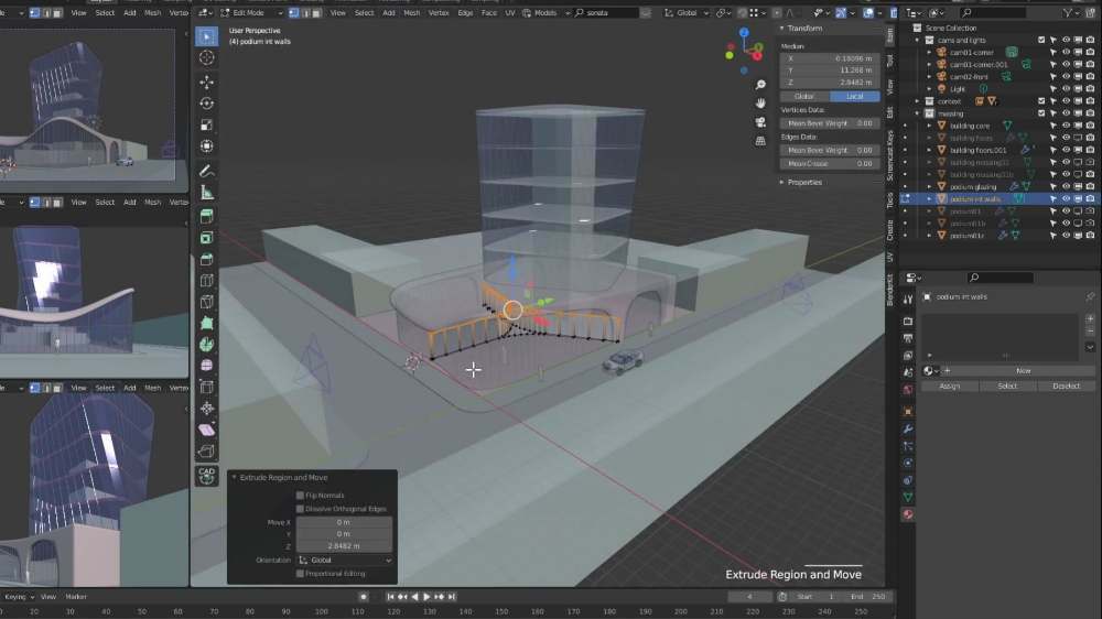 A twisted tower created in Blender