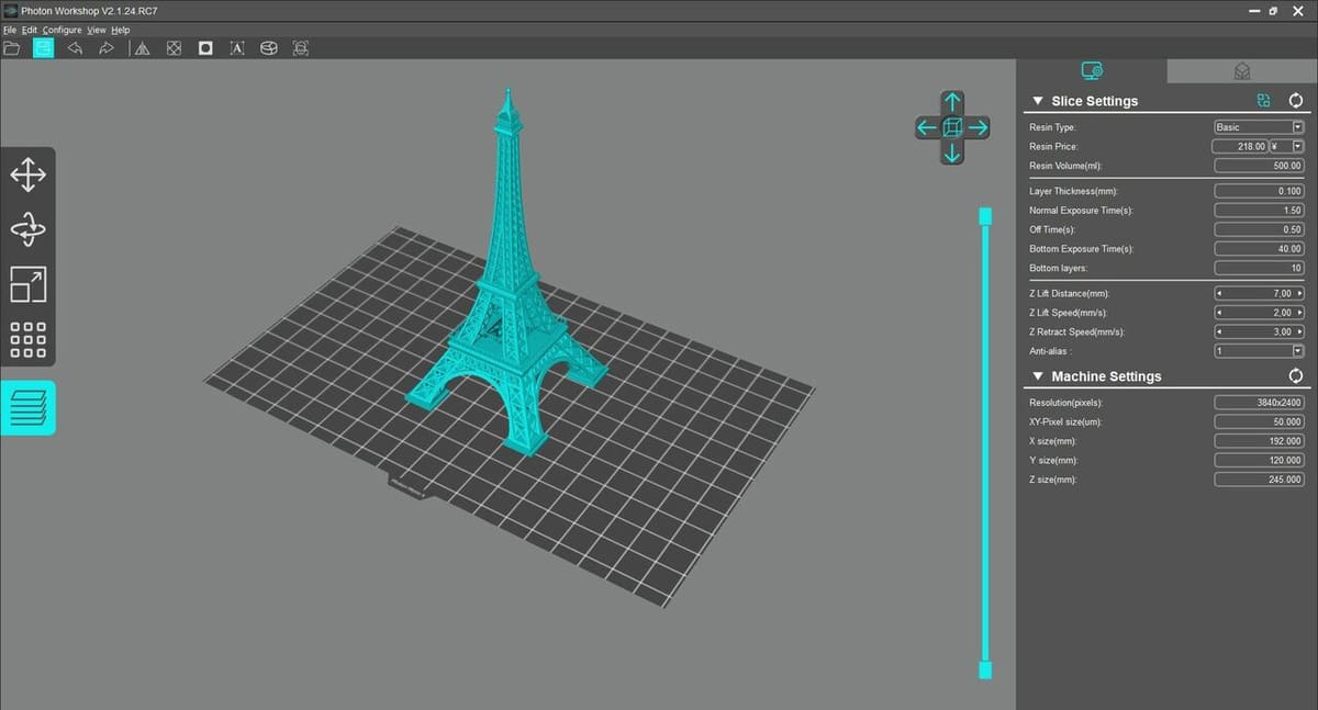 The Eiffel Tower being sliced in Photon Workshop