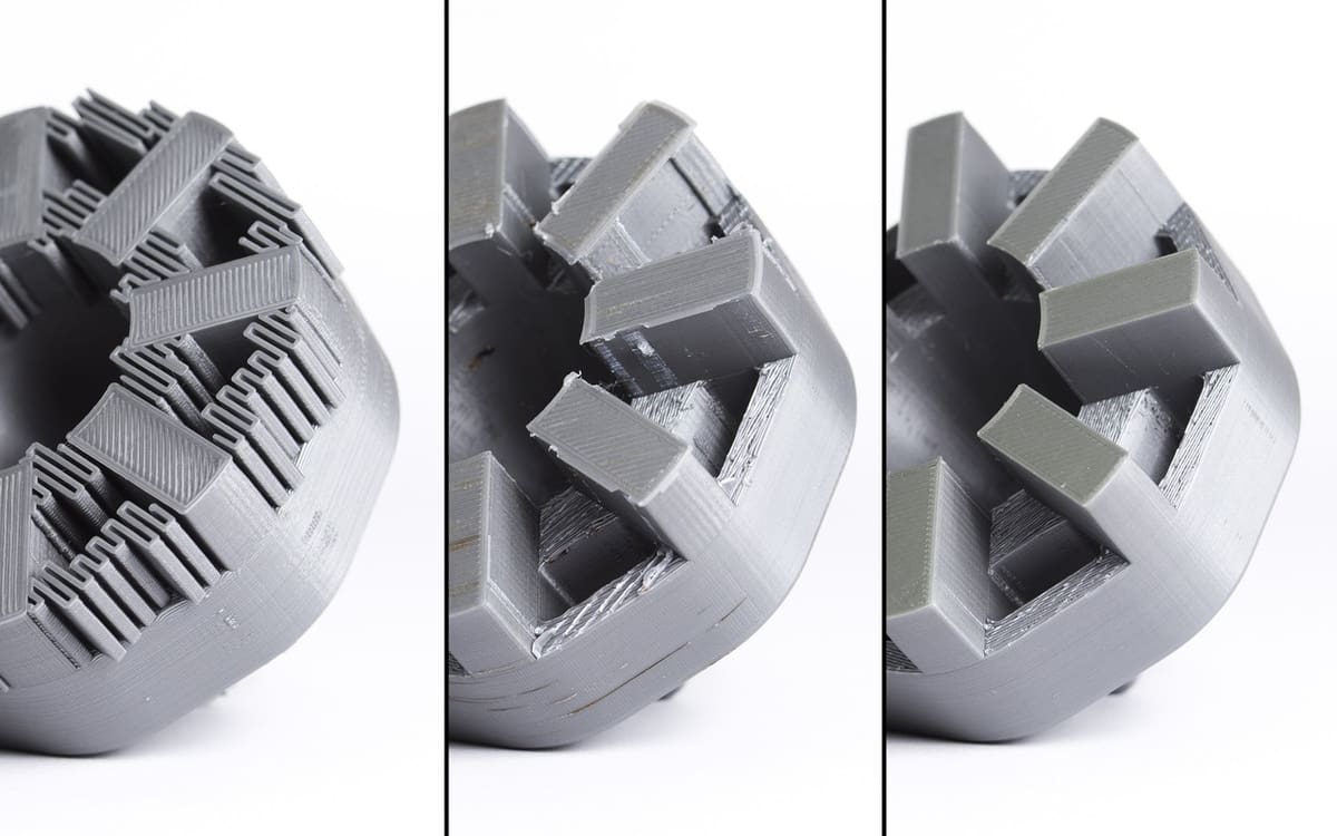Removing supports from a PLA print in three stages