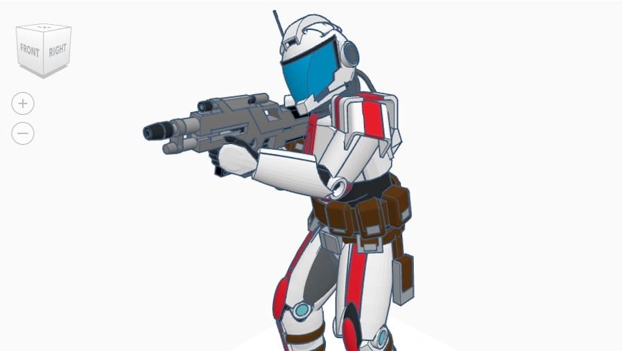 Captain Alpha and his space exploration team amazingly depicted in Tinkercad