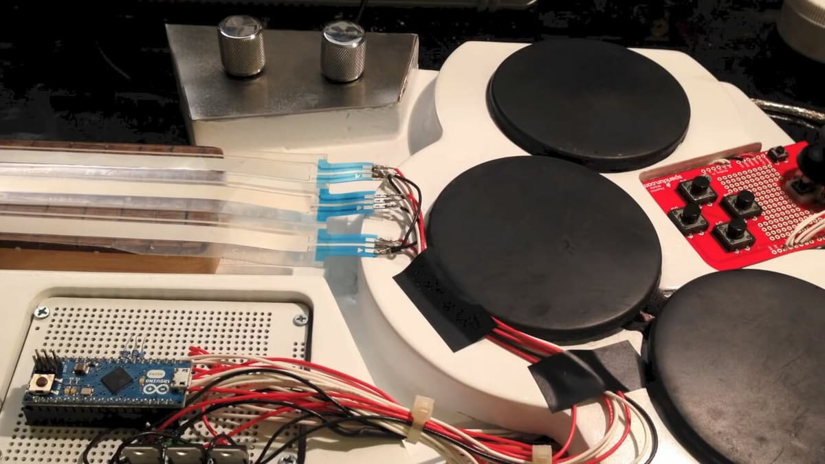 A close-up shot of the DIY Arduino Ribbony Synth