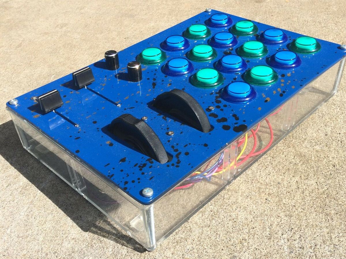 It's a MIDI controller with faders and knobs, made with the Arduino Mega