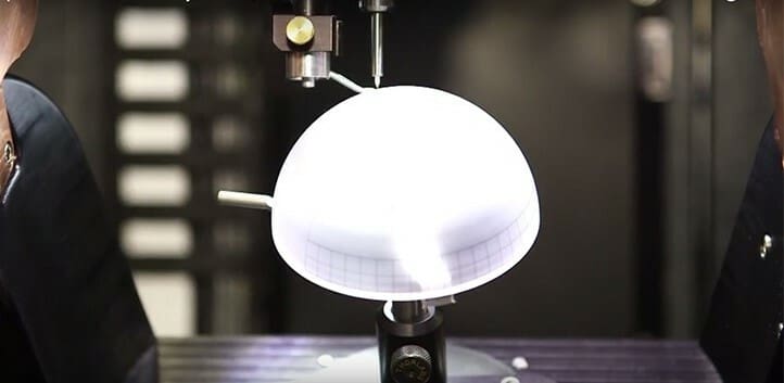 A 5-axis system enabled conform printing onto this dome