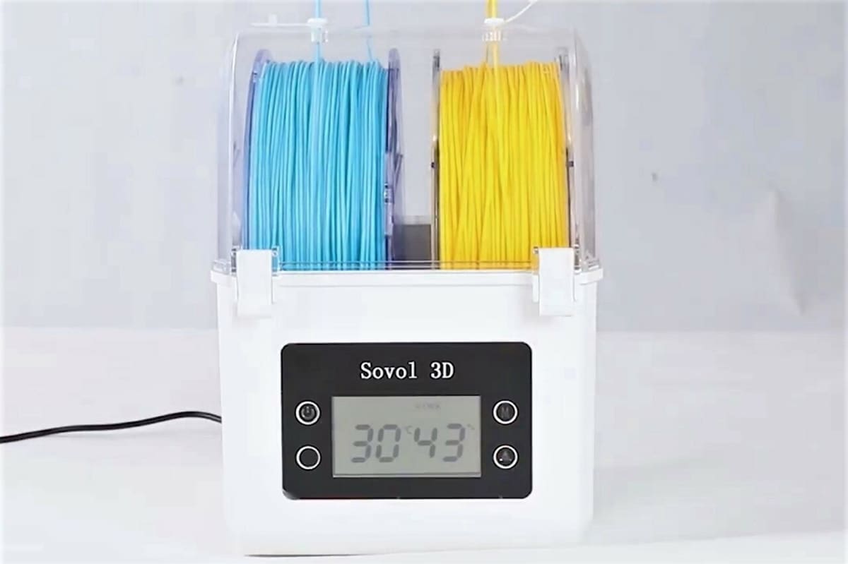 The Sovol Filament Dryer Box is capable of heating, drying, and properly storing filament spools