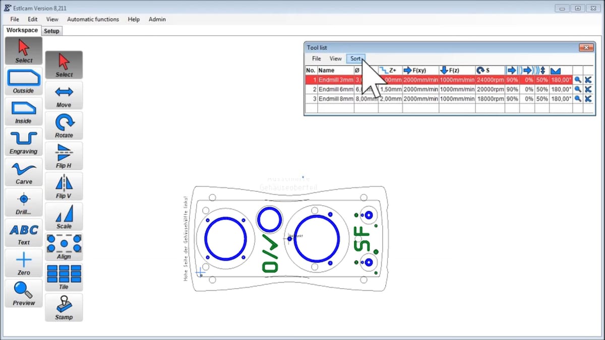 This retro-looking program has all the functions needed for CNC milling
