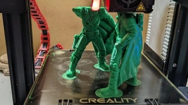 These Mandalorians were printed successfully with a brim