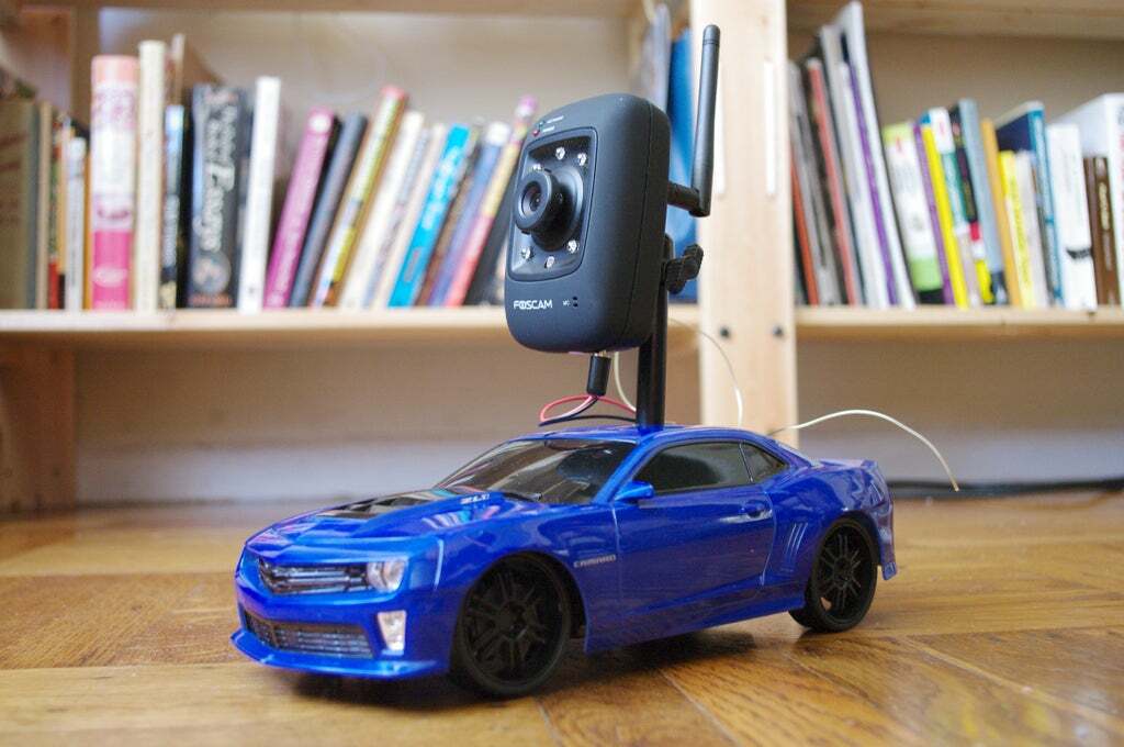 You can control it with your web browser and see via a camera