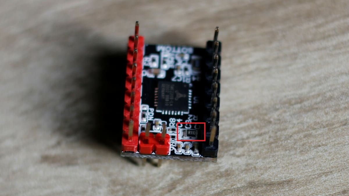 The current sense resistor on a BigThreeTech stepstick with a TMC2209 driver