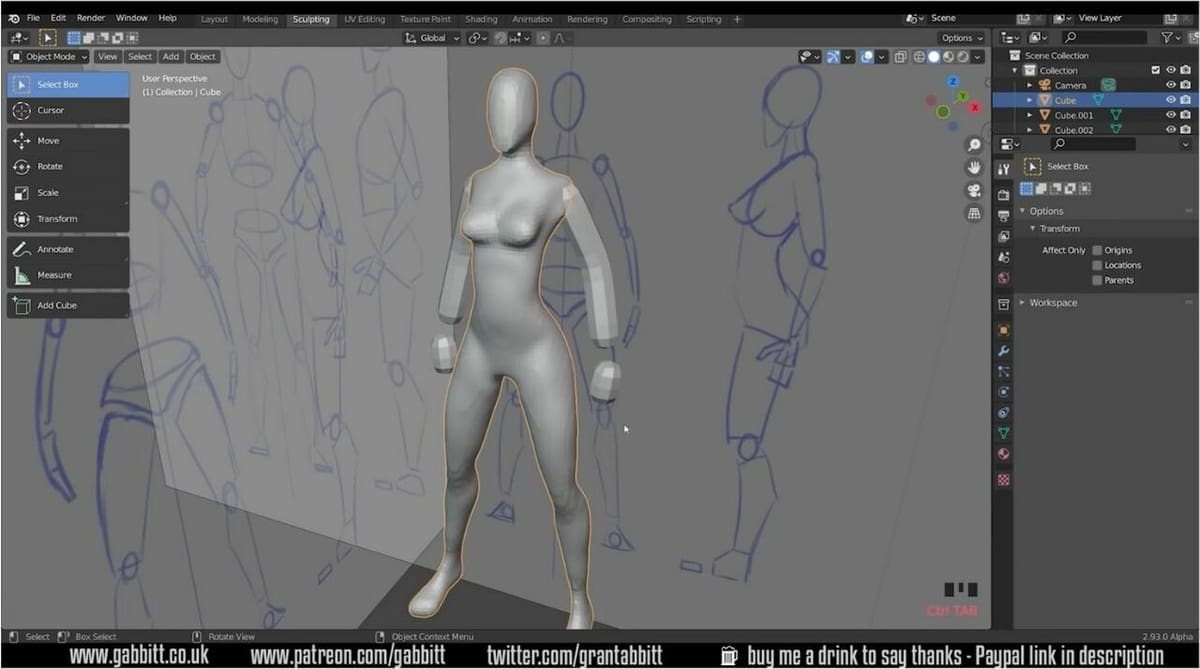 Base meshes are usually created with reference images