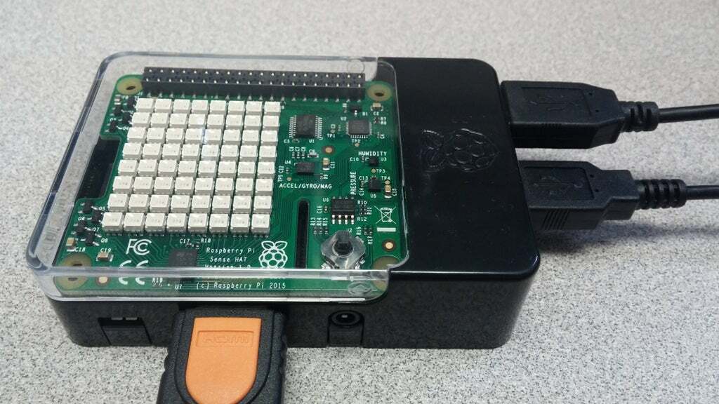 Weather Display made with a Sense HAT and Raspberry Pi