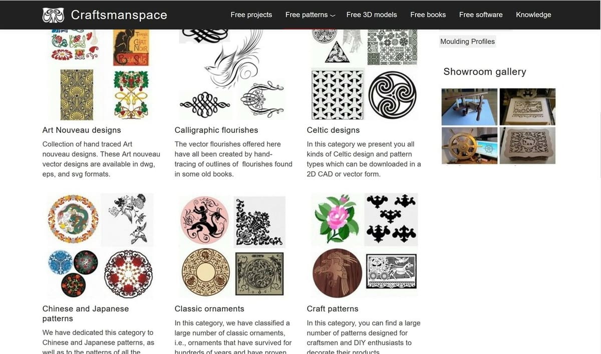 You can find design categories like Celtic and Islamic styles