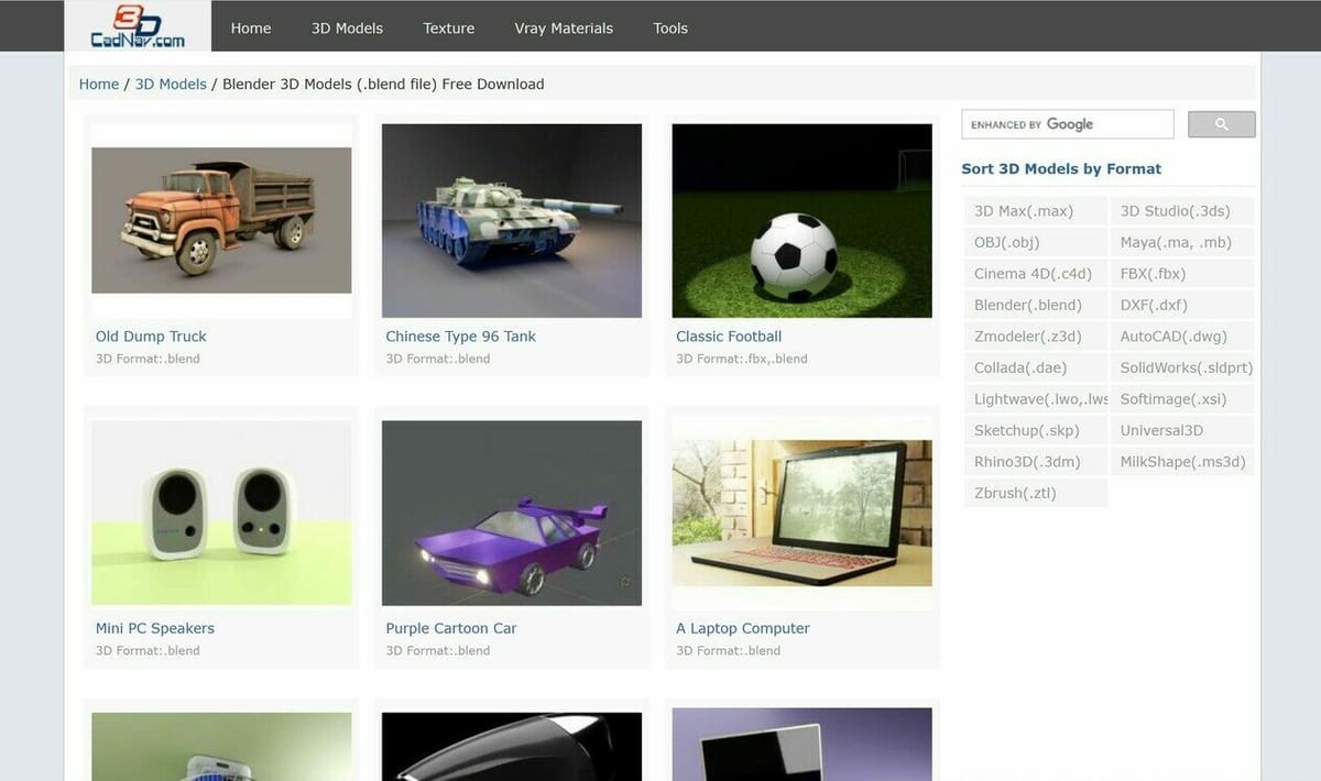 CadNav offers an eclectic collection of models to download
