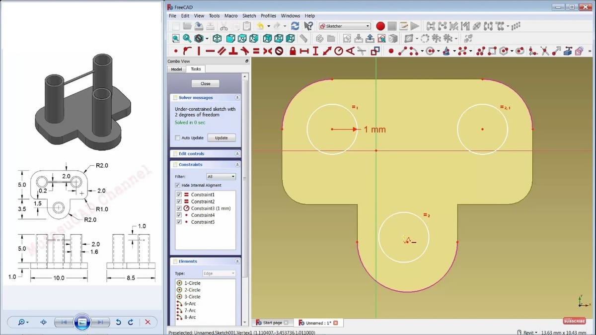 FreeCAD uses constraints and equations to achieve highly technical models