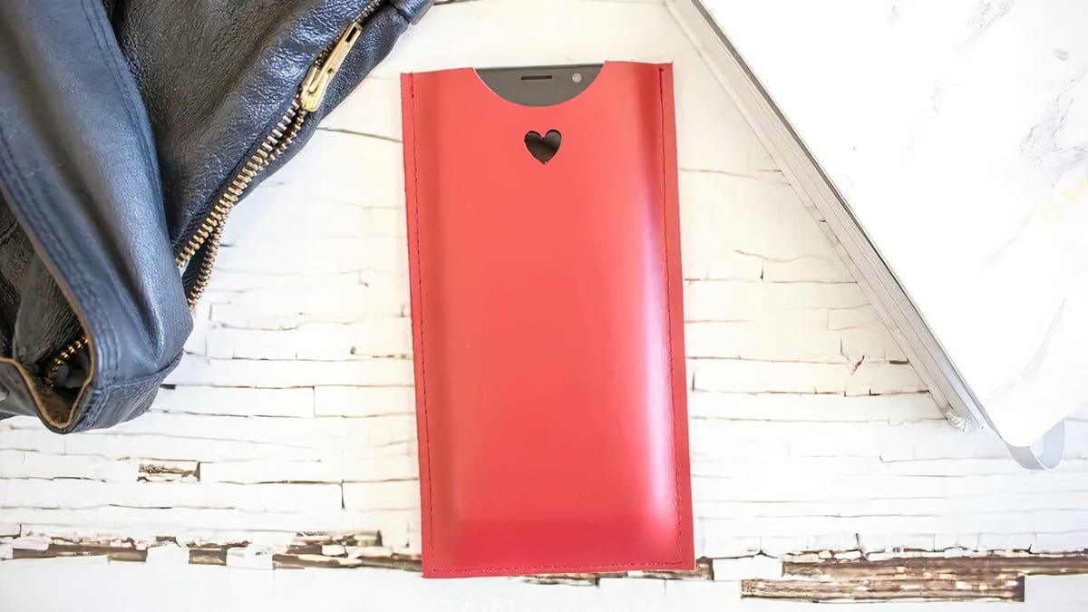 A red leather mobile case makes for a good Valentine's Day gift