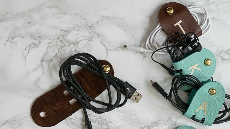 Monogrammed cord keepers are a great way to keep your life tangle-free