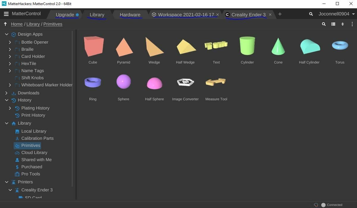 MatterControl's dark mode is easy on the eyes