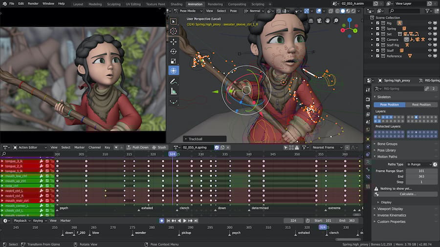 3D animation software gives movement and perspective to 3D models, scenes, and layouts