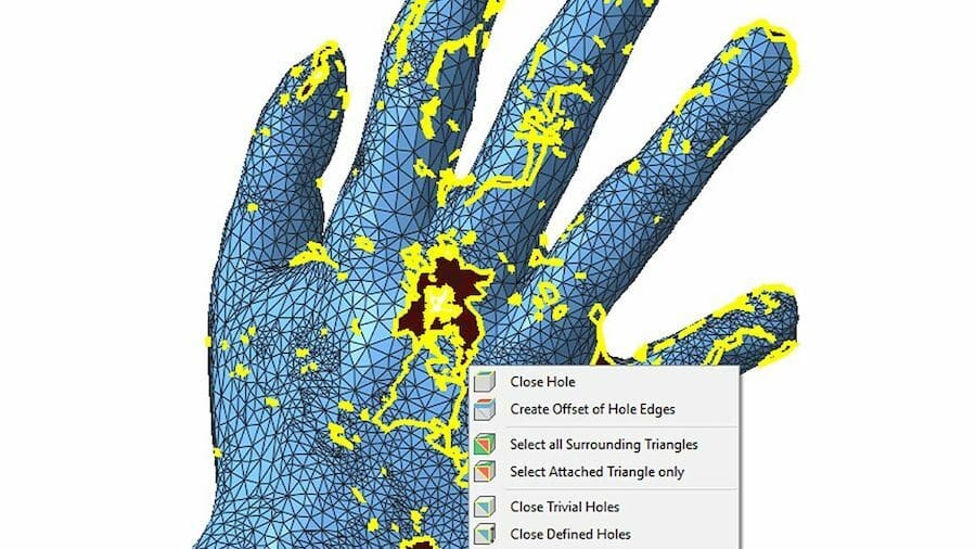 3D mesh edition software is useful for repairing files or data acquired from 3D scanners