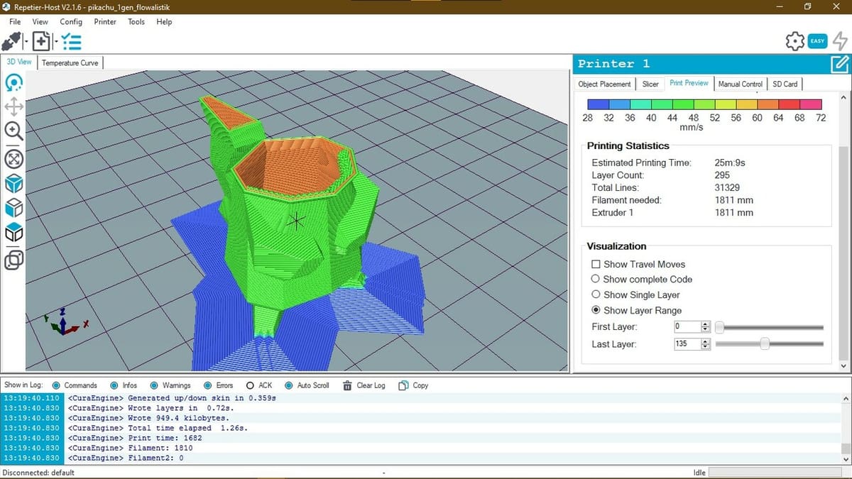 The preview visualizes each and every detail of the model as it is going to be 3D printed.