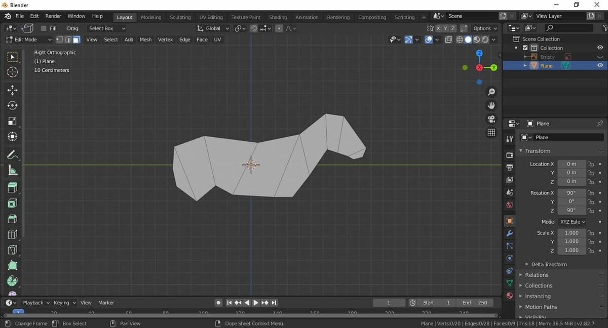 Making a low poly 2D drawing from a plane is a good place to start