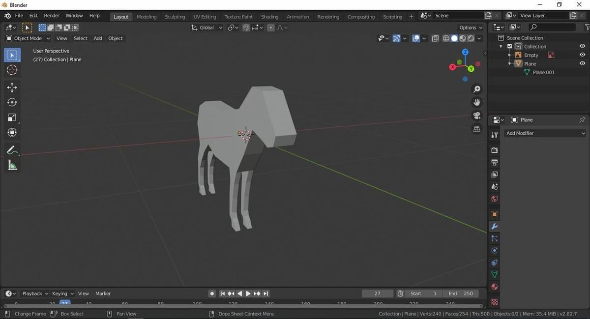 This 3D model uses mirror modifier but the half of it. But it's looking a bit flat, now it's a good time to add detail