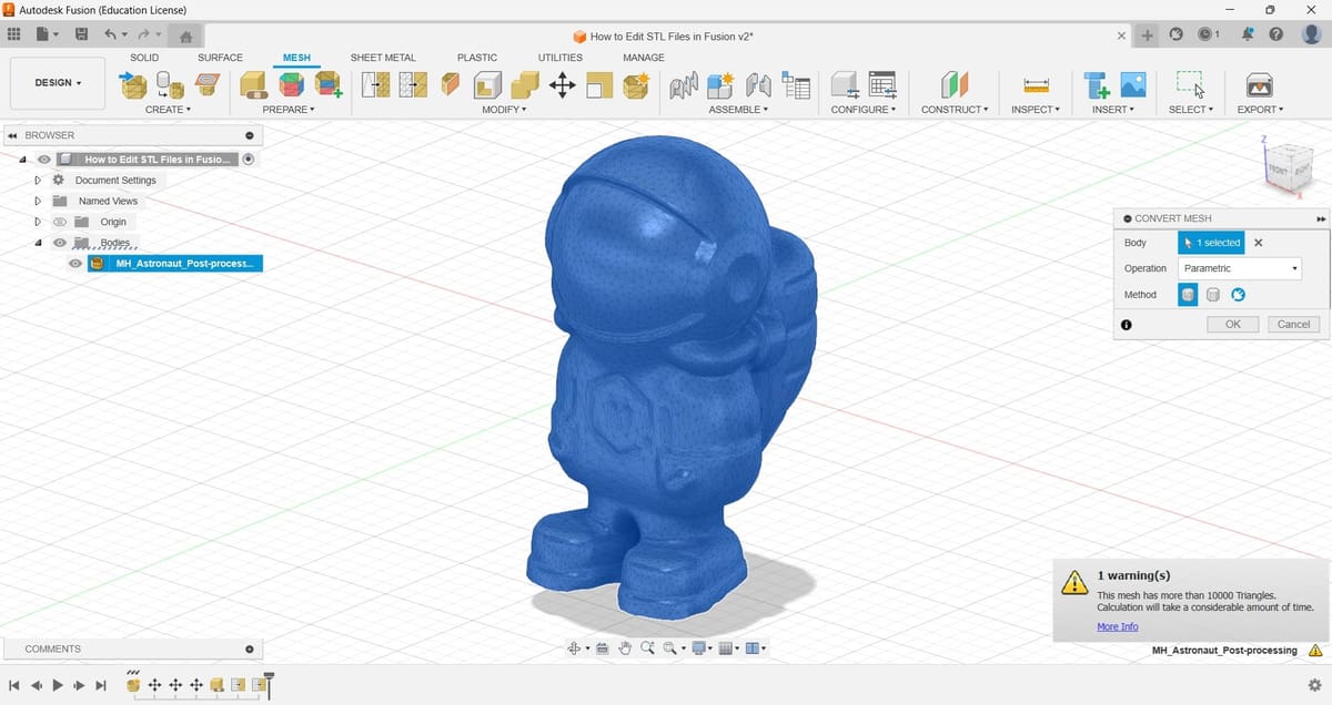 Image of: 5. Converting the Mesh into a Solid Body