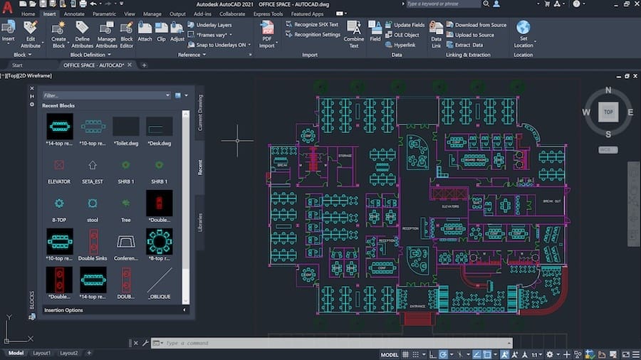 The Architecture toolset comes with an entire library of ready-to-use AEC element blocks