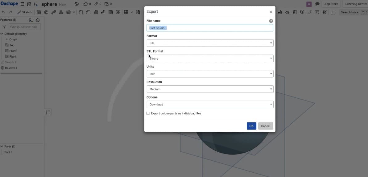 Right-click on your object and select export