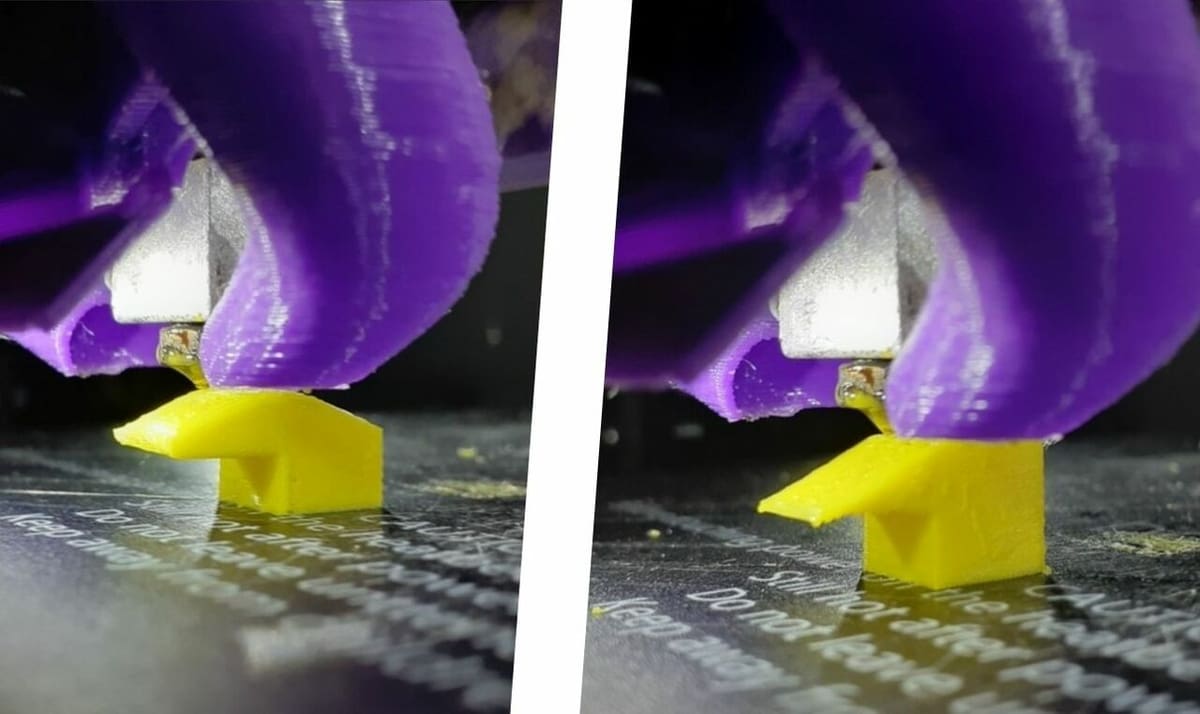 Notice the difference between a conic (left) and a tilted (right) overhang