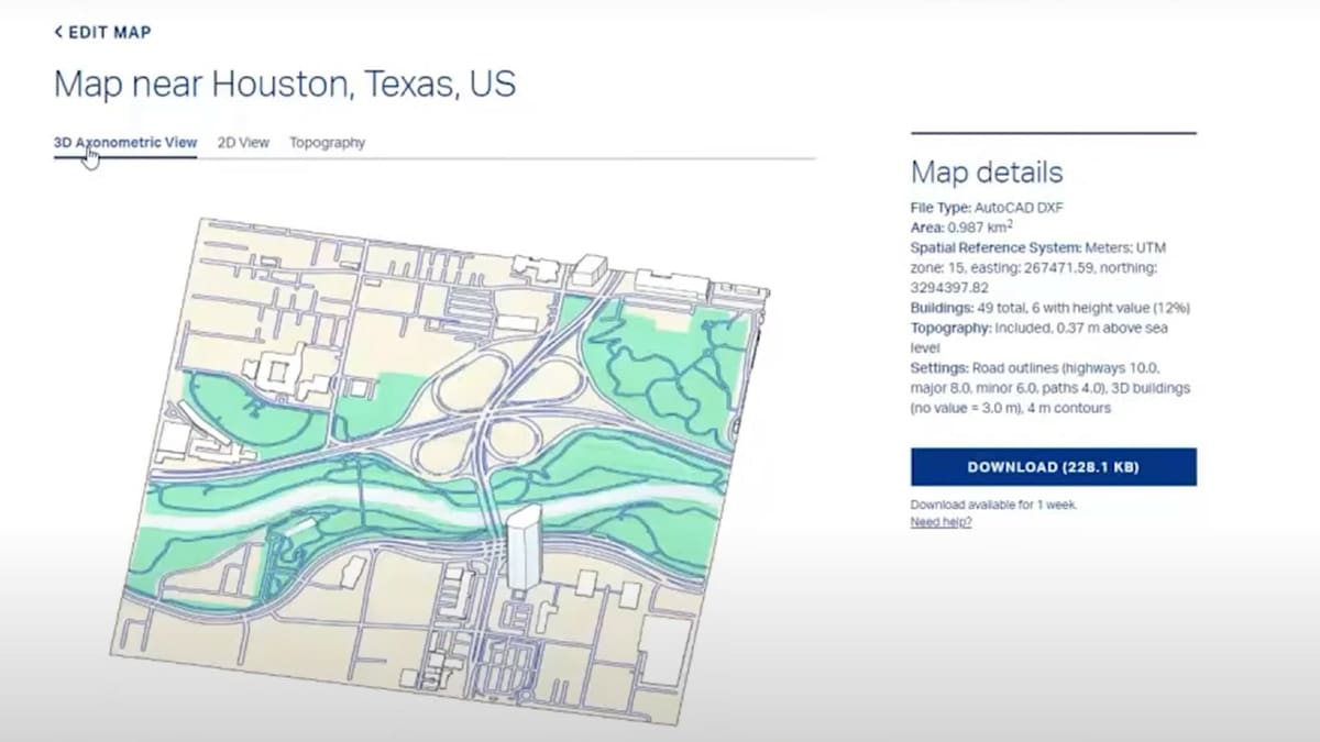 Cadmapper exports customized 2D and 3D map files in various formats