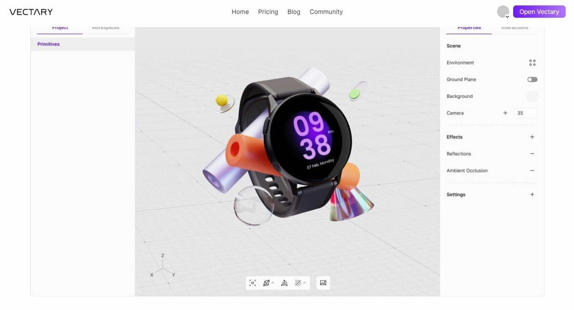 Vectary focuses on the 3D part of design